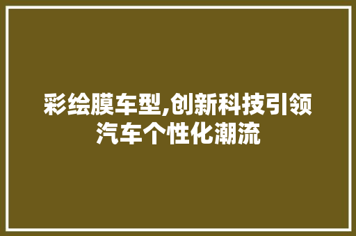 彩绘膜车型,创新科技引领汽车个性化潮流
