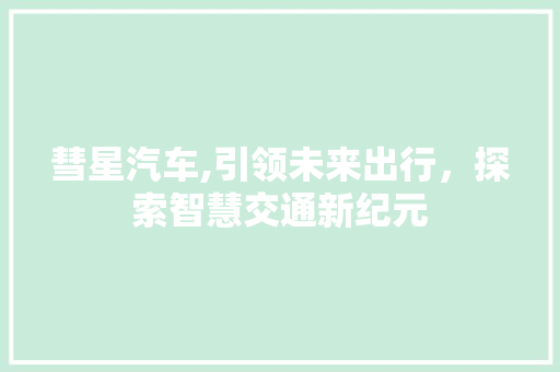彗星汽车,引领未来出行，探索智慧交通新纪元