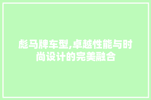 彪马牌车型,卓越性能与时尚设计的完美融合