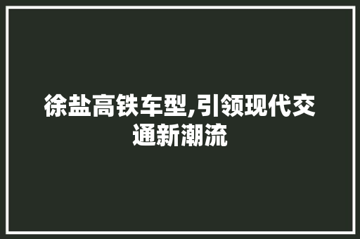 徐盐高铁车型,引领现代交通新潮流