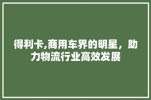 得利卡,商用车界的明星，助力物流行业高效发展