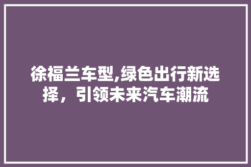 徐福兰车型,绿色出行新选择，引领未来汽车潮流