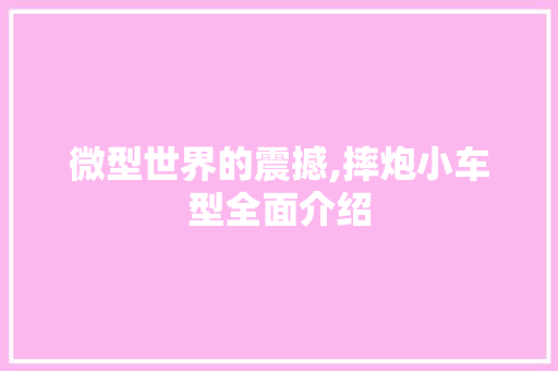 微型世界的震撼,摔炮小车型全面介绍