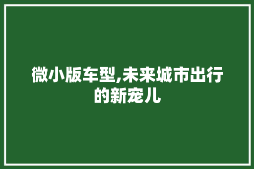 微小版车型,未来城市出行的新宠儿