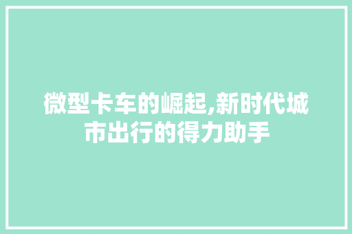微型卡车的崛起,新时代城市出行的得力助手