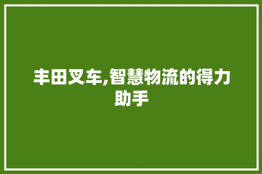 丰田叉车,智慧物流的得力助手 汽车配件