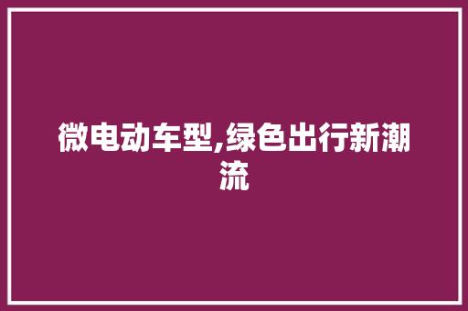 微电动车型,绿色出行新潮流