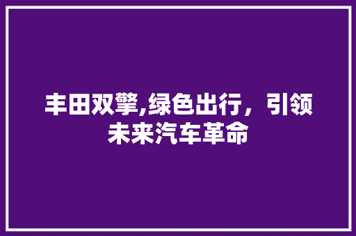 丰田双擎,绿色出行，引领未来汽车革命