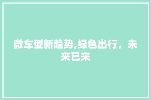 微车型新趋势,绿色出行，未来已来