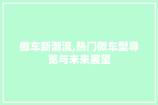 微车新潮流,热门微车型导览与未来展望