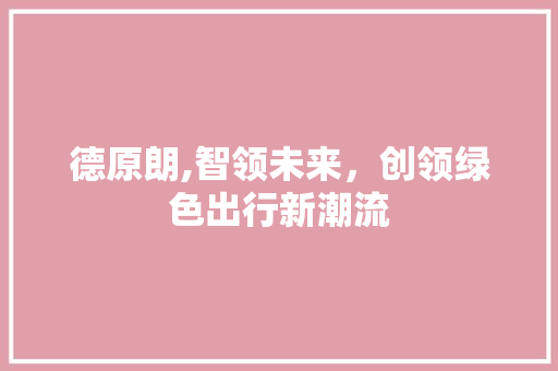 德原朗,智领未来，创领绿色出行新潮流