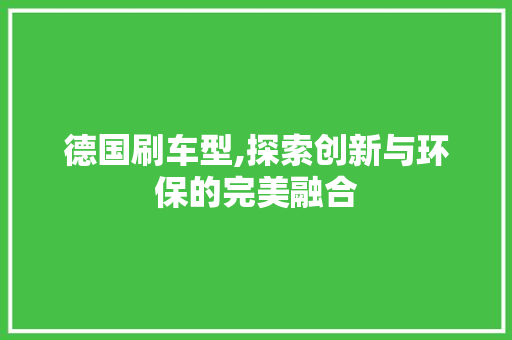 德国刷车型,探索创新与环保的完美融合