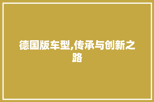 德国版车型,传承与创新之路