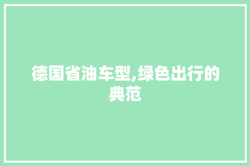 德国省油车型,绿色出行的典范