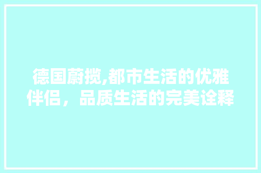 德国蔚揽,都市生活的优雅伴侣，品质生活的完美诠释