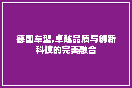 德国车型,卓越品质与创新科技的完美融合