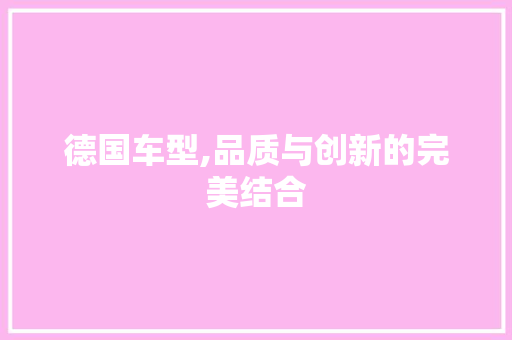 德国车型,品质与创新的完美结合