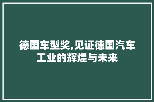 德国车型奖,见证德国汽车工业的辉煌与未来