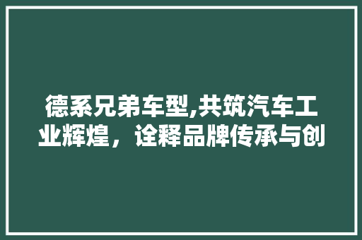 德系兄弟车型,共筑汽车工业辉煌，诠释品牌传承与创新