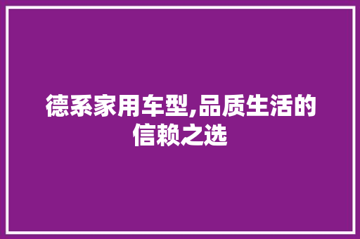 德系家用车型,品质生活的信赖之选
