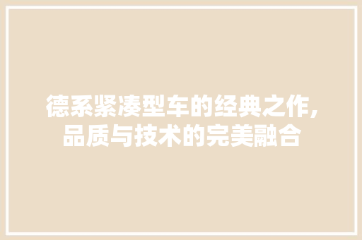 德系紧凑型车的经典之作,品质与技术的完美融合