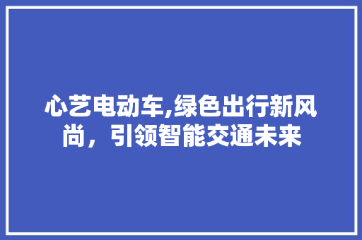 心艺电动车,绿色出行新风尚，引领智能交通未来