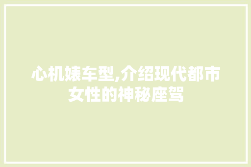 心机婊车型,介绍现代都市女性的神秘座驾