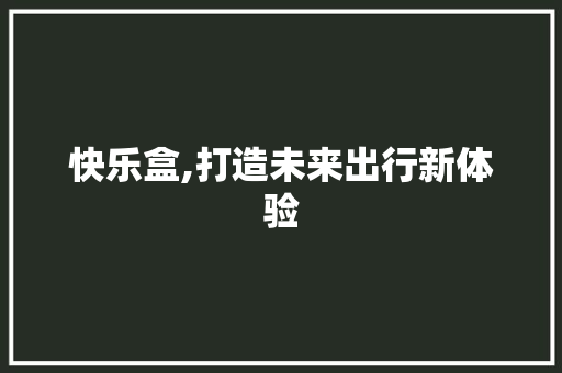 快乐盒,打造未来出行新体验