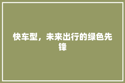 快车型，未来出行的绿色先锋