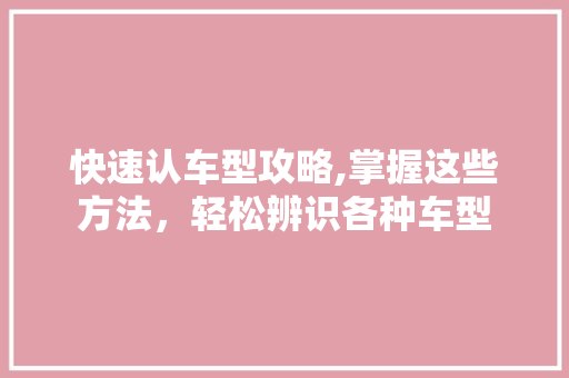 快速认车型攻略,掌握这些方法，轻松辨识各种车型