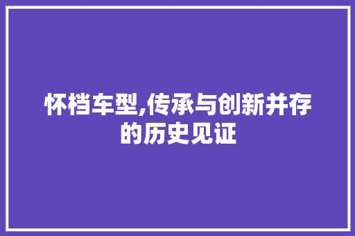 怀档车型,传承与创新并存的历史见证