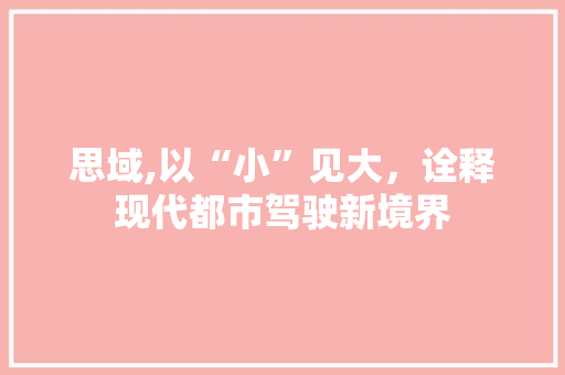 思域,以“小”见大，诠释现代都市驾驶新境界