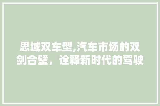 思域双车型,汽车市场的双剑合璧，诠释新时代的驾驶美学