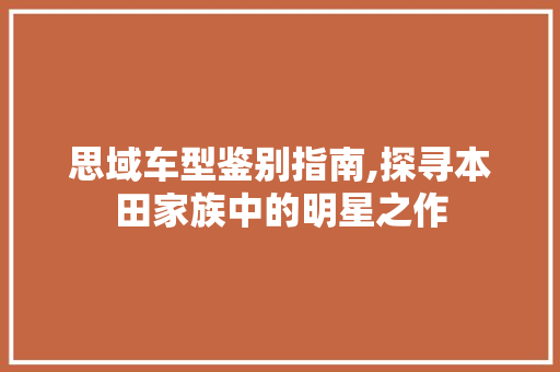 思域车型鉴别指南,探寻本田家族中的明星之作