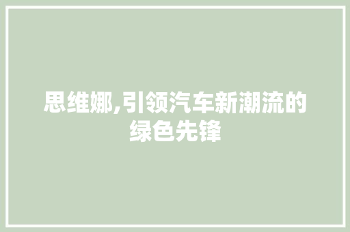 思维娜,引领汽车新潮流的绿色先锋