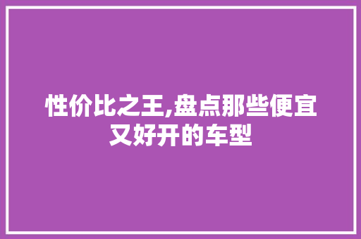 性价比之王,盘点那些便宜又好开的车型