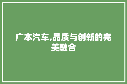 广本汽车,品质与创新的完美融合
