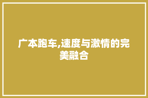 广本跑车,速度与激情的完美融合