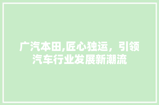 广汽本田,匠心独运，引领汽车行业发展新潮流