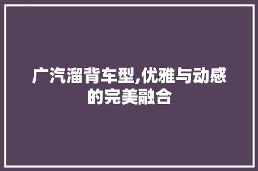 广汽溜背车型,优雅与动感的完美融合