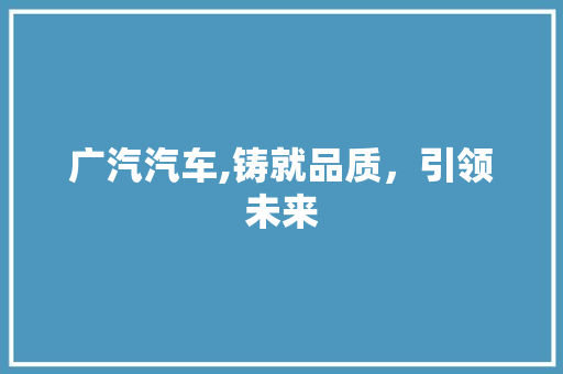 广汽汽车,铸就品质，引领未来