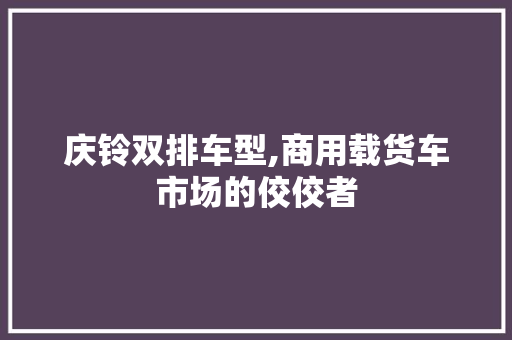 庆铃双排车型,商用载货车市场的佼佼者