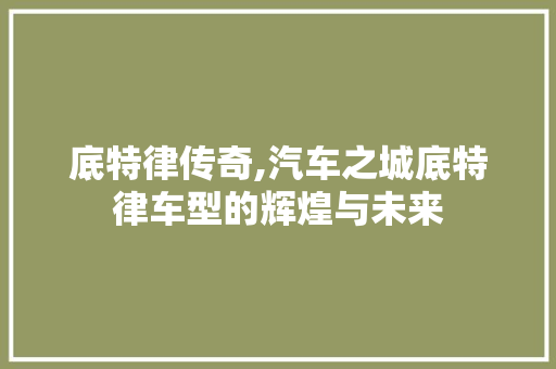 底特律传奇,汽车之城底特律车型的辉煌与未来