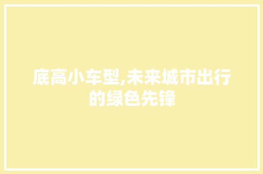 底高小车型,未来城市出行的绿色先锋