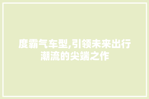 度霸气车型,引领未来出行潮流的尖端之作