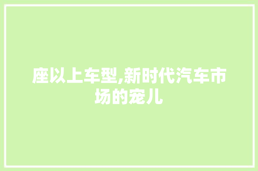 座以上车型,新时代汽车市场的宠儿