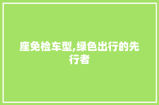 座免检车型,绿色出行的先行者
