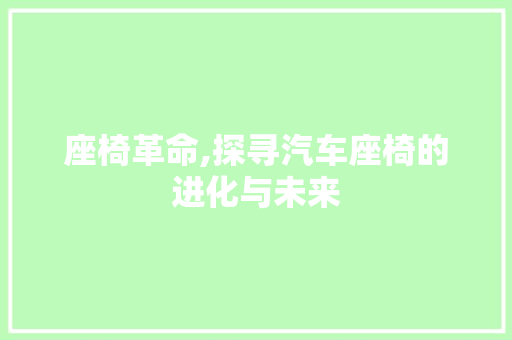 座椅革命,探寻汽车座椅的进化与未来