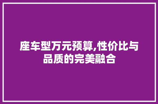 座车型万元预算,性价比与品质的完美融合