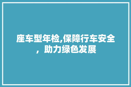 座车型年检,保障行车安全，助力绿色发展
